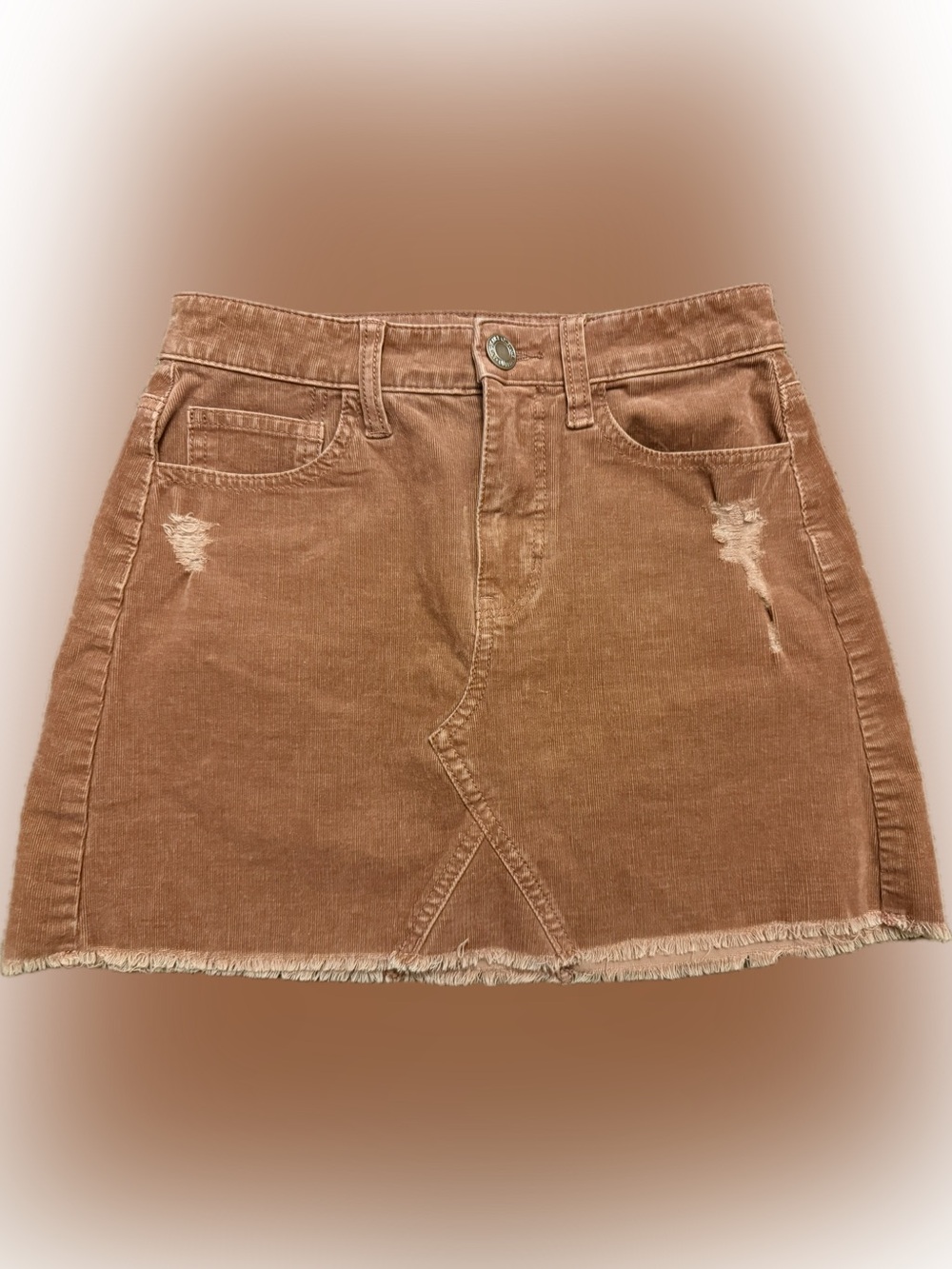 Y2K American Eagle Outfitters Mini Skirt in Warm Brown Corduroy